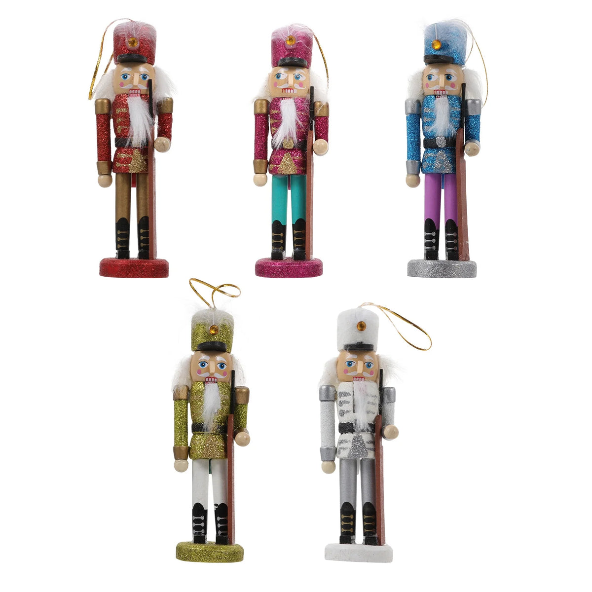 5Pcs Wooden Nutcracker Hanging Pendants Christmas Crafts I61727