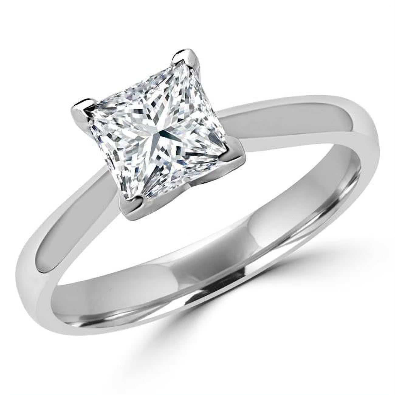 0.4 CT Princess Cut Solitaire Diamond Engagement Ring in 14K White Gold R458056