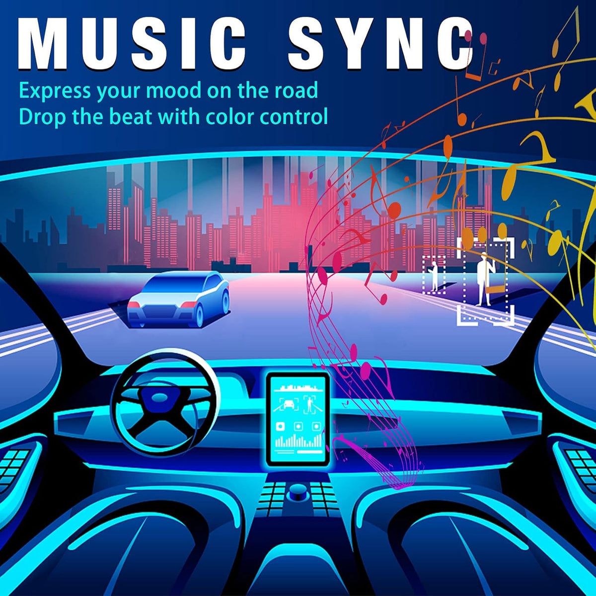 10 in 1 Car LED Strip Lights with APP Control O55366