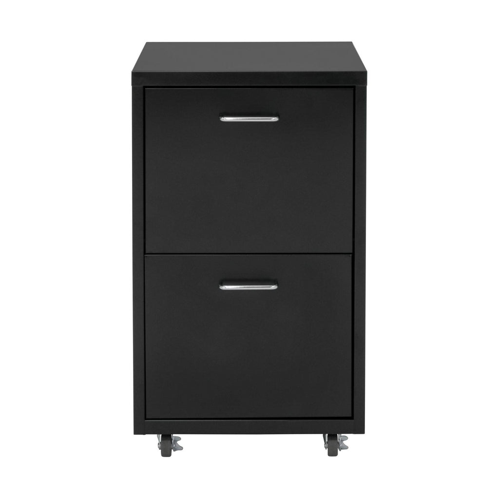 Black Metal 2-Drawer Mobile File Cabinet B74341
