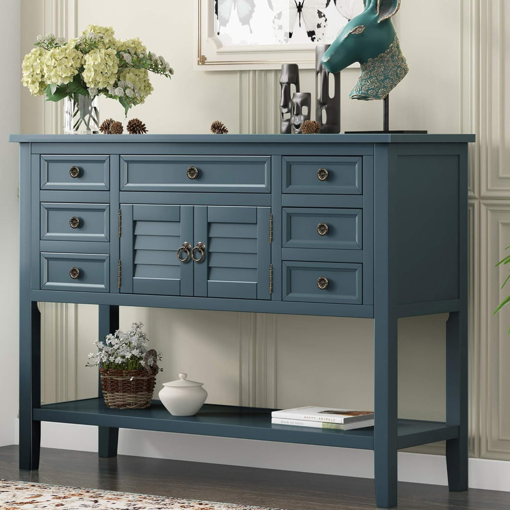 Buffet Table with Cabinet, 7 Storage Drawers and Bottom Shelf N7993