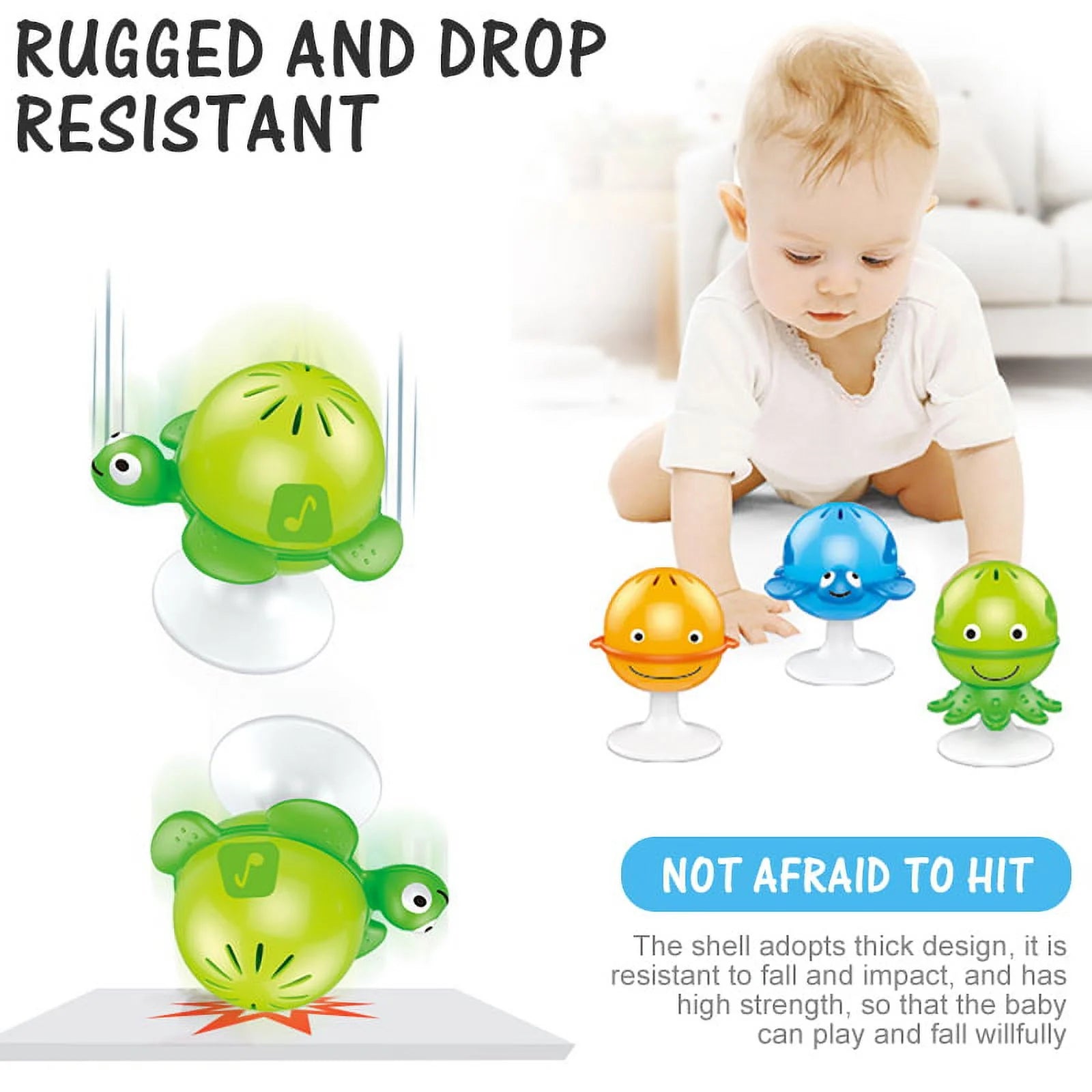 3 Pack Baby Rattles Set Suction Cup Toys B4977