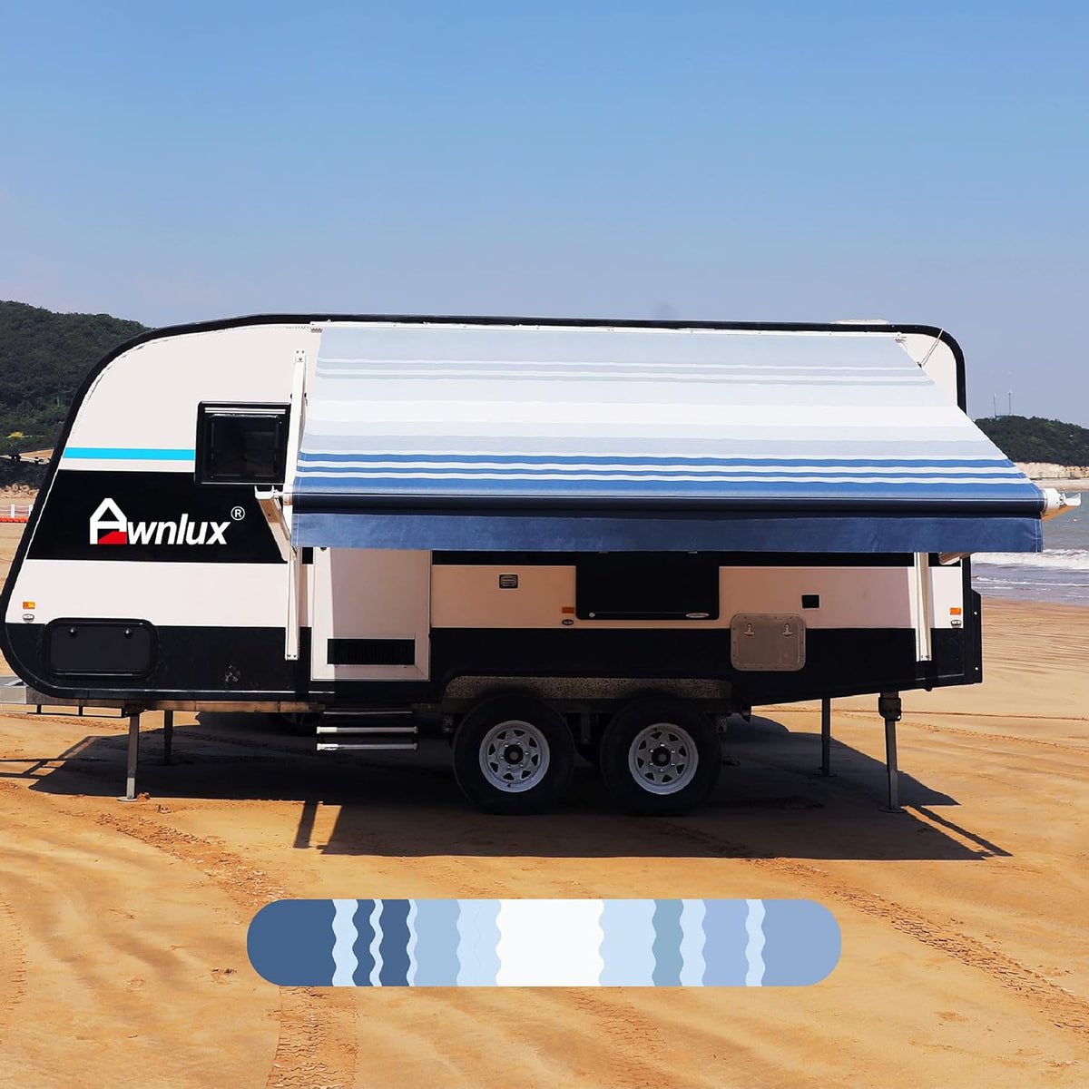 Ocean Blue 20' Waterproof Vinyl RV Awning Fabric Replacement R116611