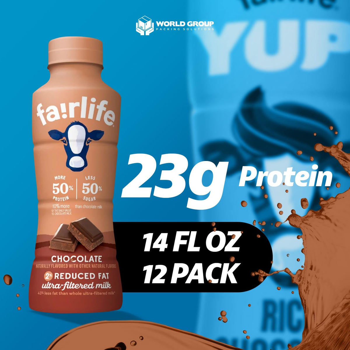 Rich Chocolate Flavor 23g Protein Low Fat Ultra Filtered Milk 14oz Bottle (Pack of 12) N2937