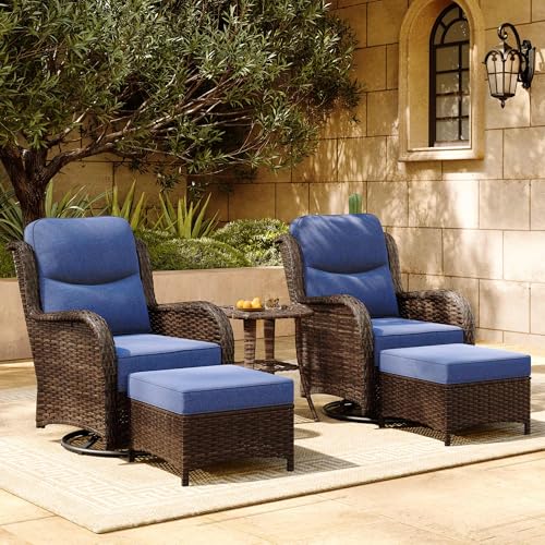7PCS Blue Wicker Patio Furniture Set with Cushion B437