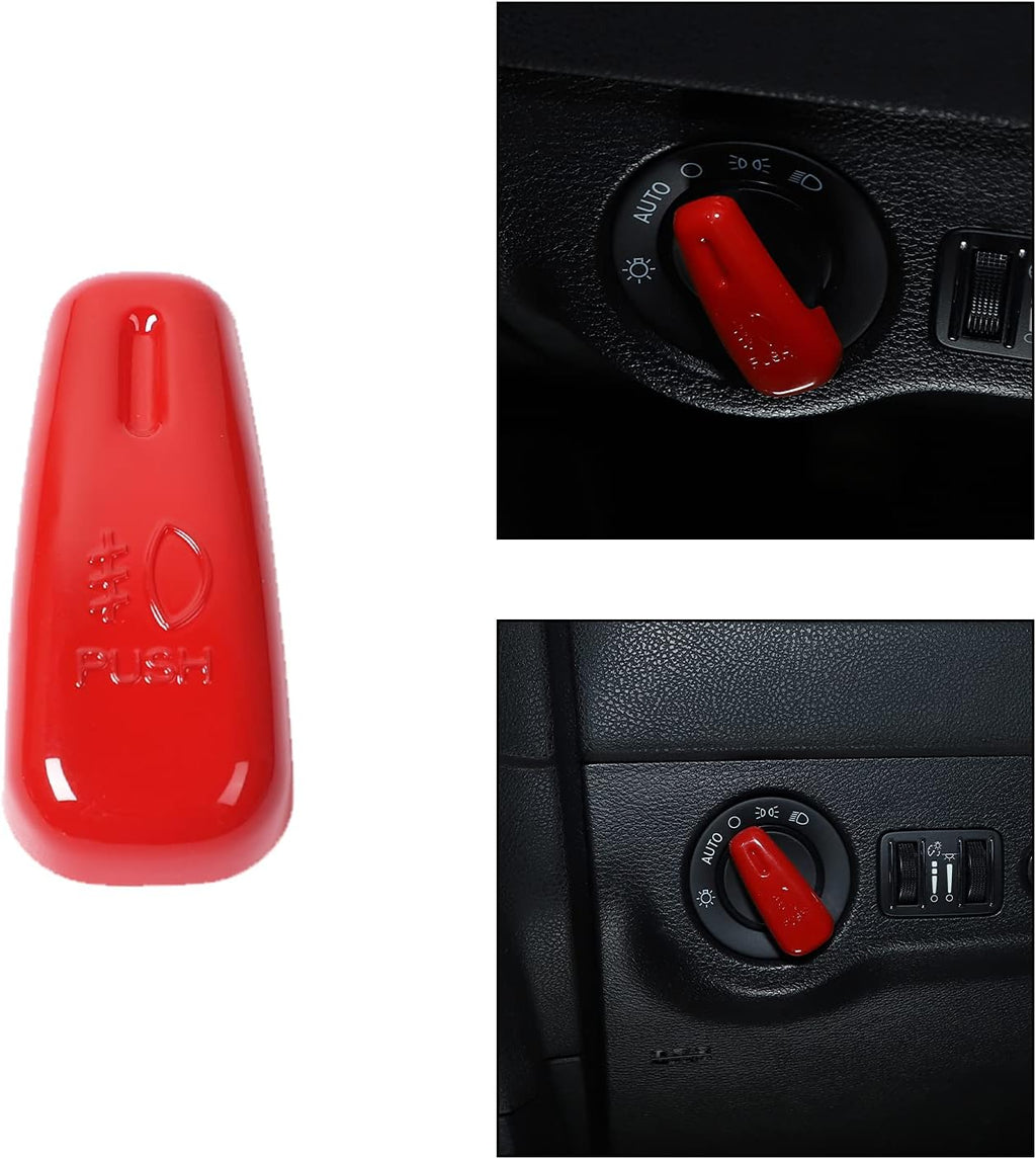 Red Carbon Fiber Headlight Control Switch Knob Cover Trim Pack of 2 M34926