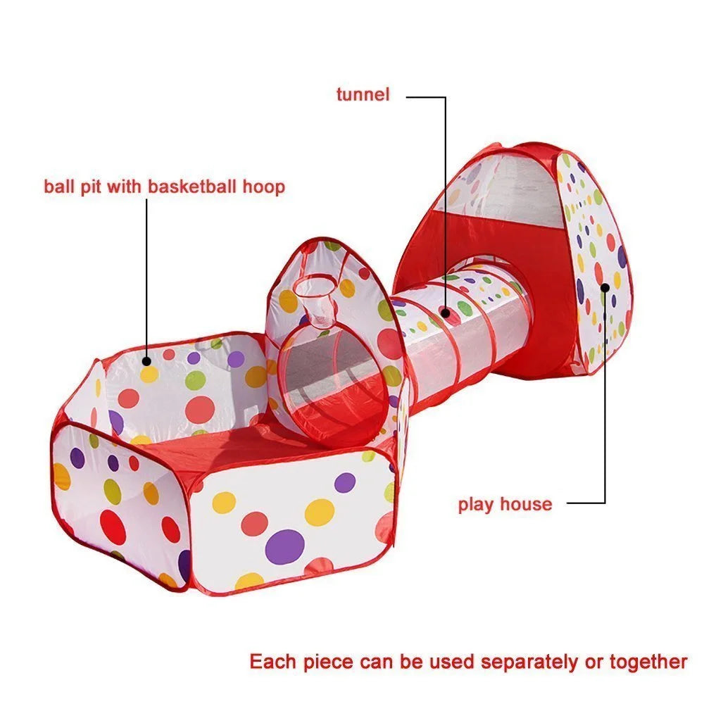 3 in 1 Kids Play Tent with Tunnel and Ball Pit F5277