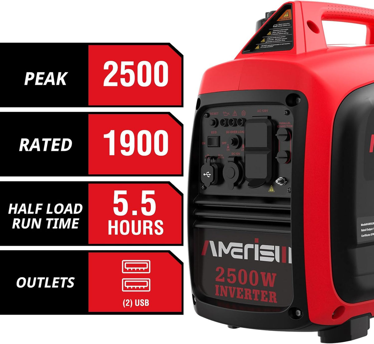 2500-Watt Gas Powered Portable Inverter Generator G103800