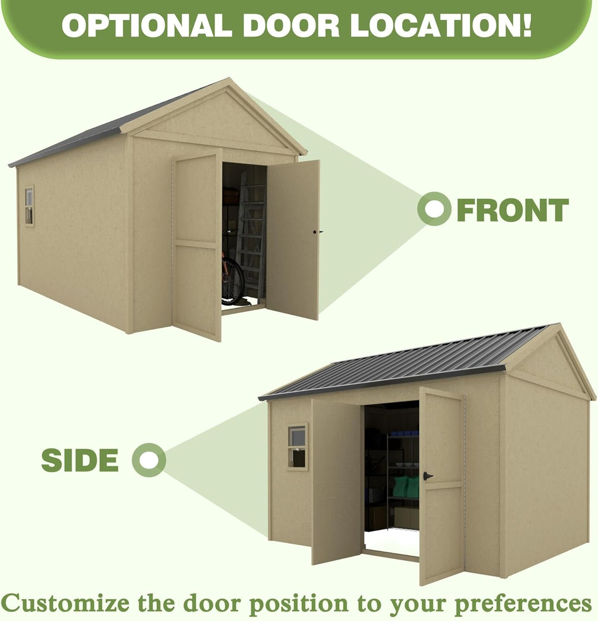 12 ft x 9 ft Outdoor Wood Shed with Metal Roof A52334