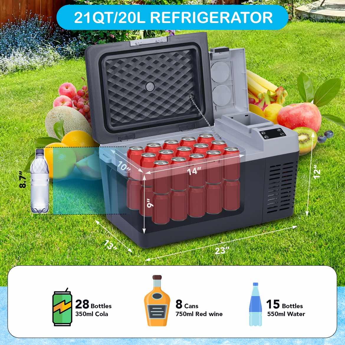 12 Volt 21 Quart Car Refrigerator Electric Cooler R115