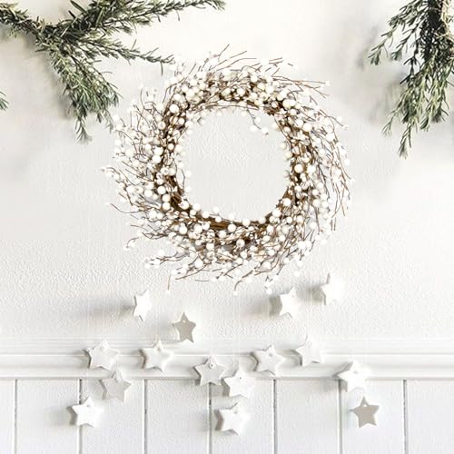 20 Inch Artificial Winter Wreath White Berry Wreath E8316