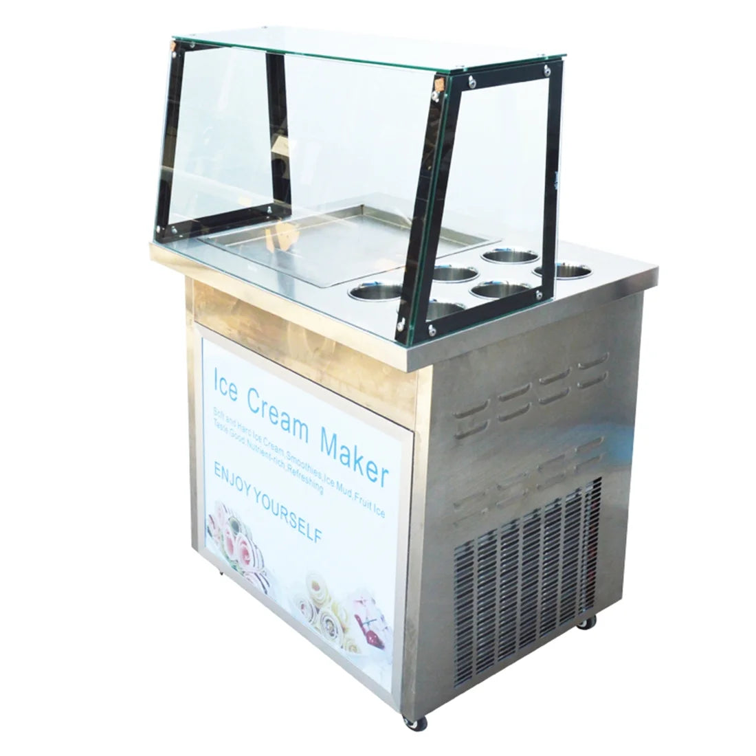 Commercial Fried Yogurt Machine with Dust Cover & 6 Buckets I385