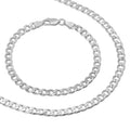 5mm Solid .925 Sterling Silver Flat Cuban Link Chain Necklace + Bracelet Set, 30" + 8" H67797