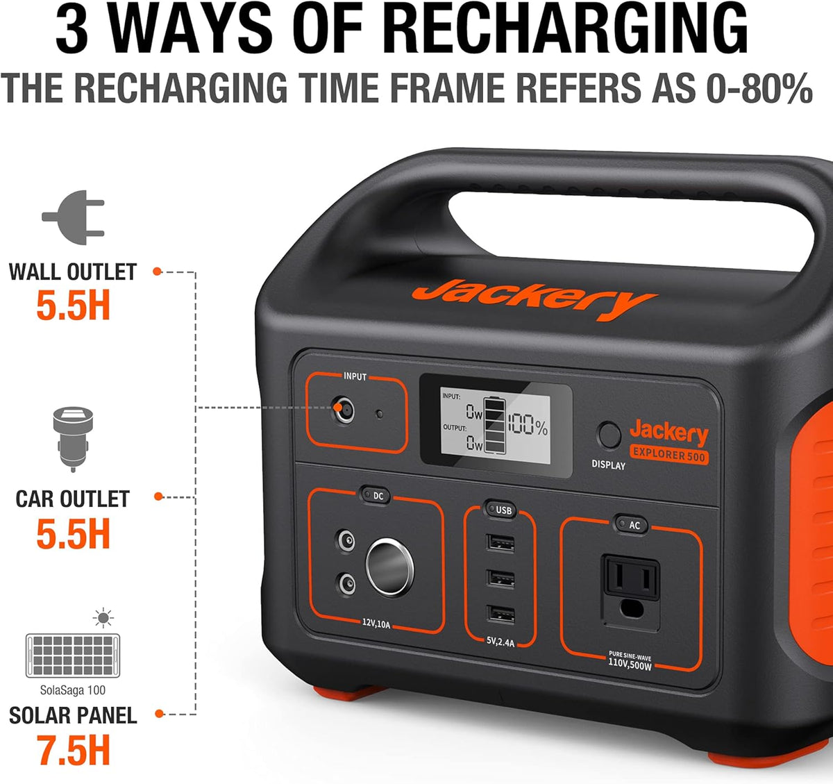 518Wh Portable Power Station with 110V/500W AC Outlet H660417
