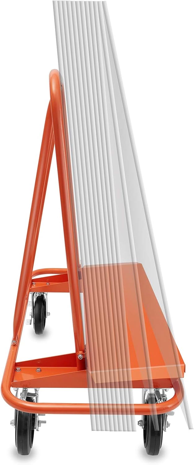 Heavy Duty Drywall Sheet Cart with 4 Swivel Wheels - Orange S845