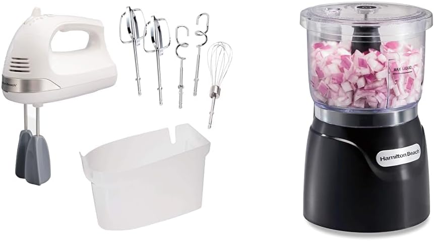 6-Speed Electric Hand Mixer with Whisk, Dough Hooks and Beaters & Electric Vegetable Chopper & Mini Food Processor, 3-Cup, 350 Watts I54763