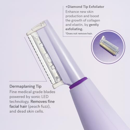 Dermaplane Razor with LED Light, 16 Blades & 2 Exfoliation Tips N600