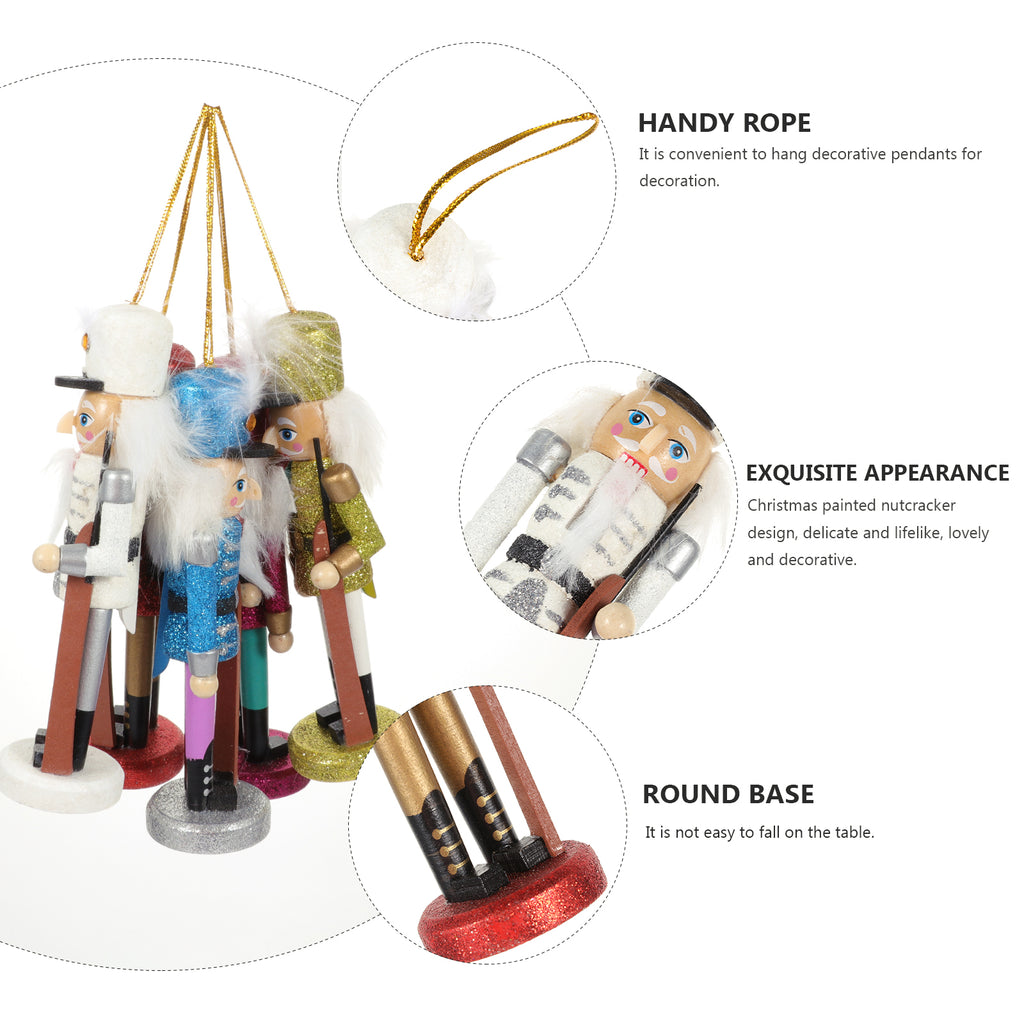 5Pcs Wooden Nutcracker Hanging Pendants Christmas Crafts I61727