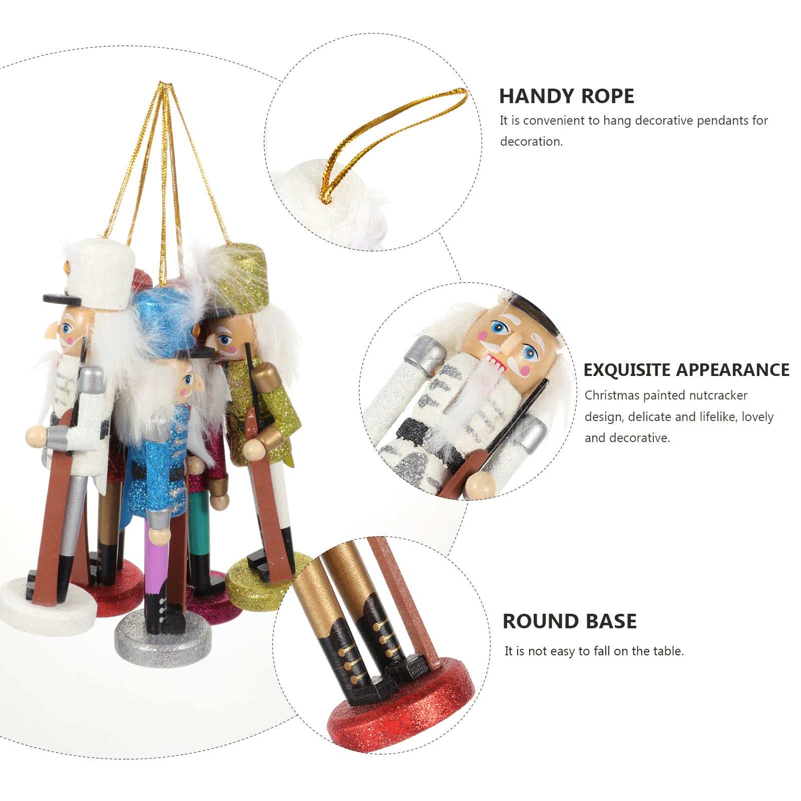 5Pcs Wooden Nutcracker Hanging Pendants Christmas Crafts I61727