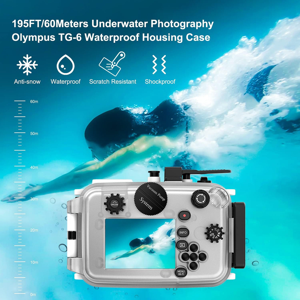 White Waterproof Diving Case for Olympus TG-6 P76557