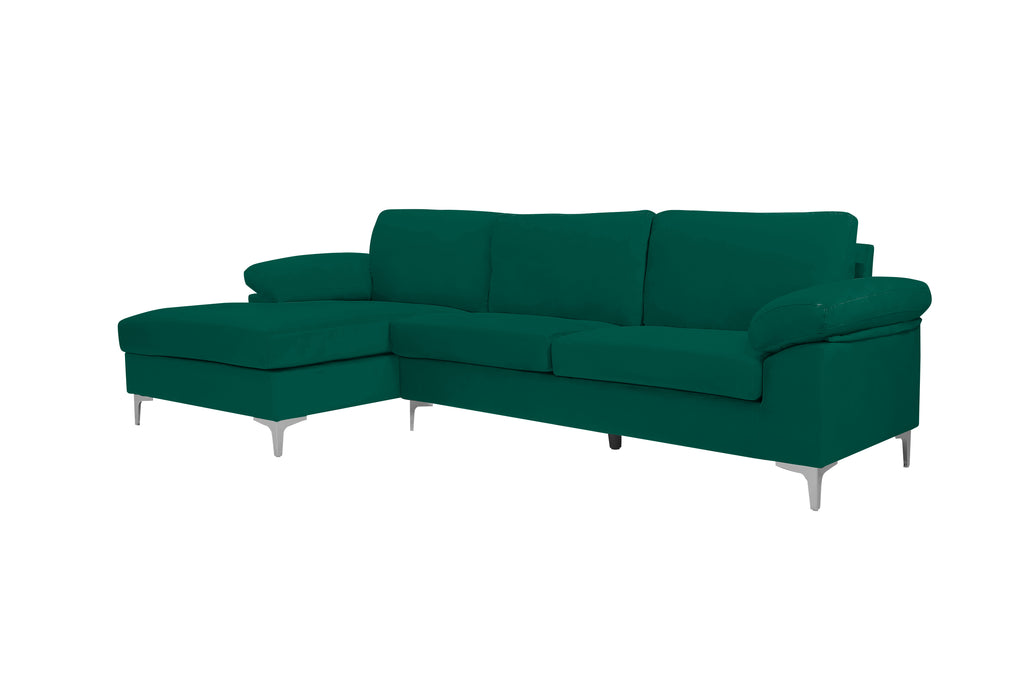 Green Velvet L-Shaped Sectional Sleeper Sofa Z97704