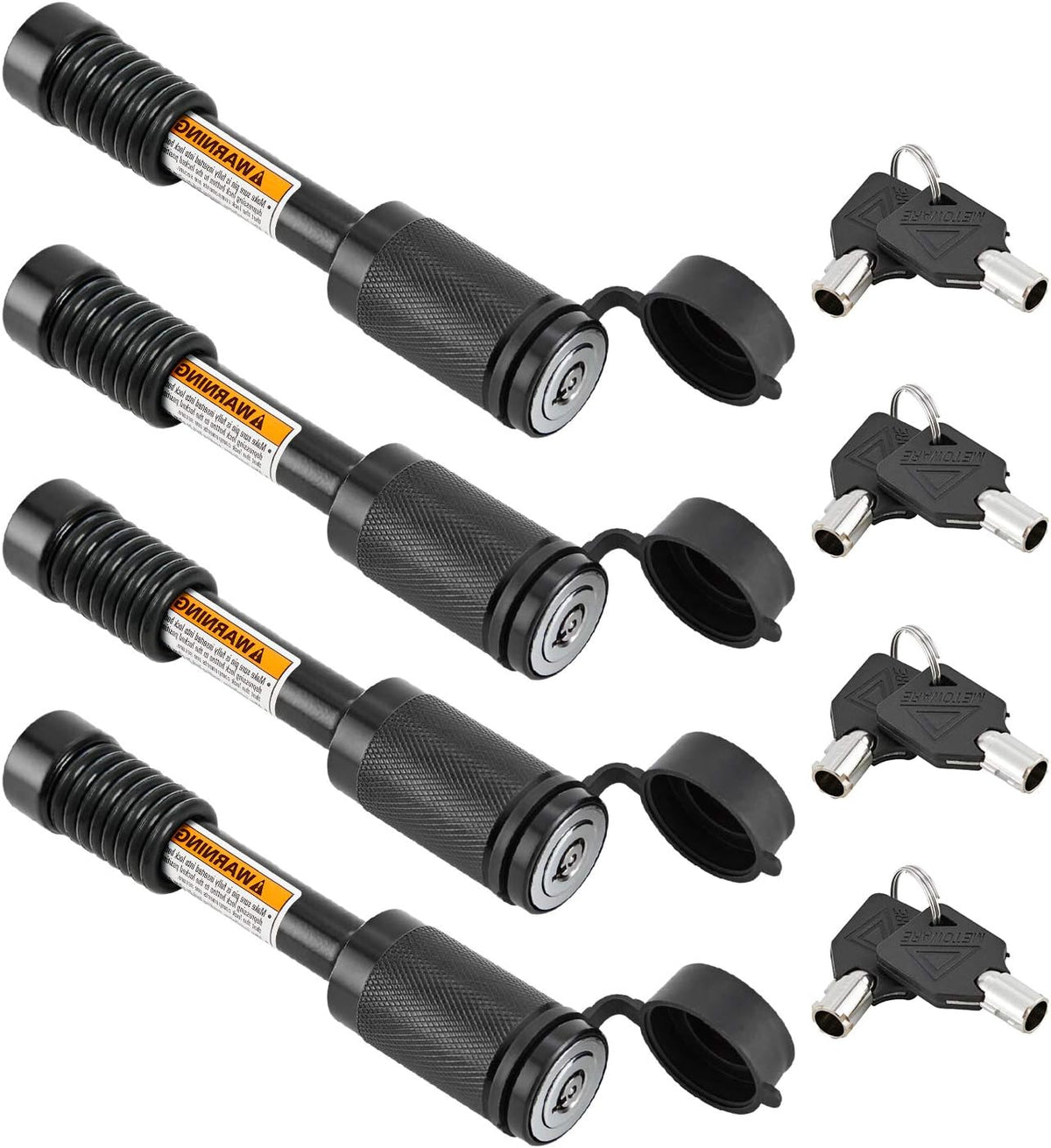 5/8 Dia 3-1/2" Long Trailer Hitch Pin Lock with 8 Rubber O-Rings (Keyed Alike 4 Pack) M297651