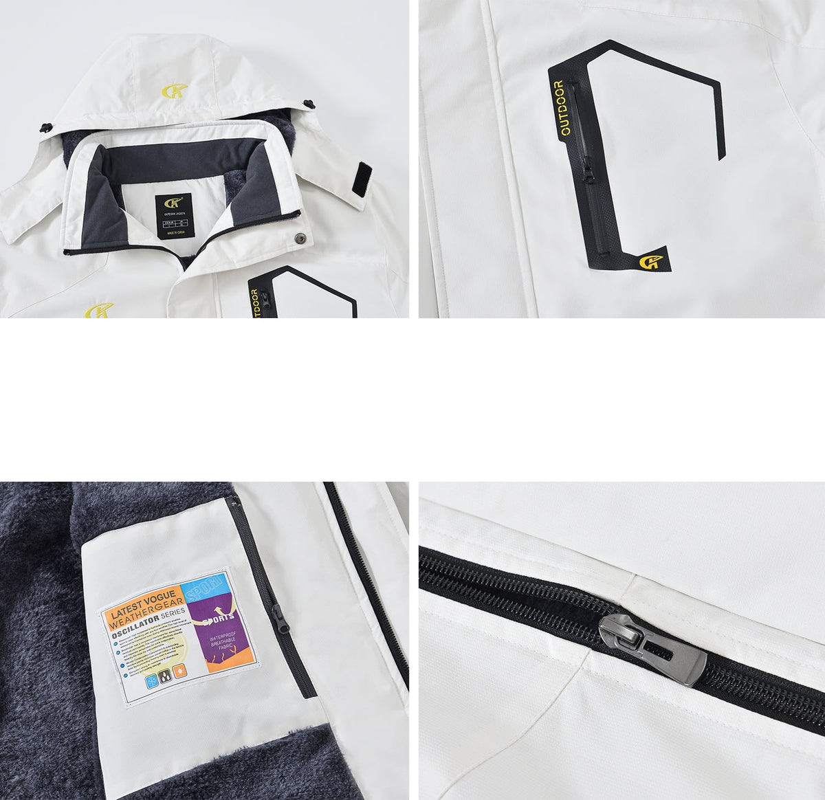 White XXL Waterproof Ski Snowboard Jacket J7861