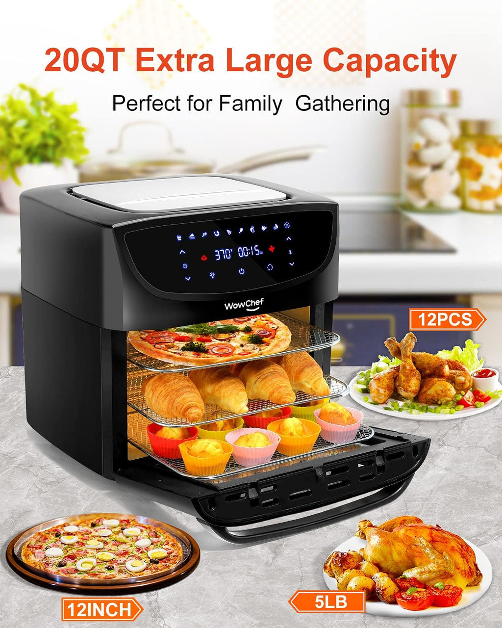 20 Quart 10-in-1 Digital Air Fryer Oven with Racks E264566