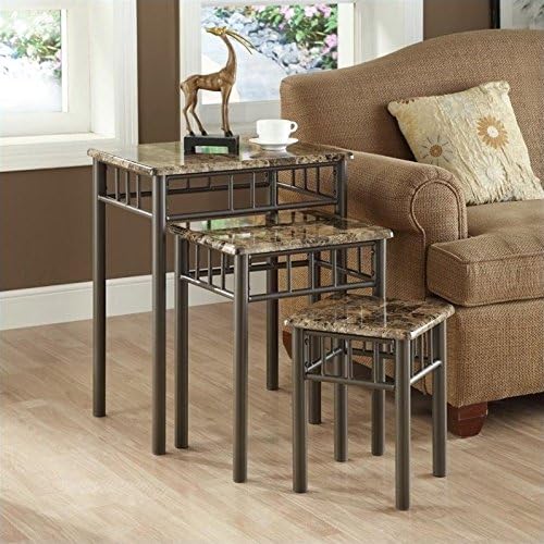 3 Piece Metal Nesting Tables in Cappuccino and Bronze X8423