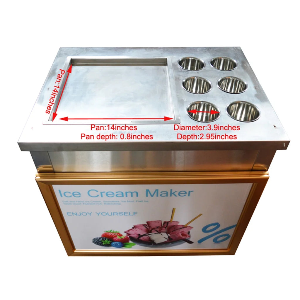 Commercial Fried Yogurt Machine with Dust Cover & 6 Buckets I385