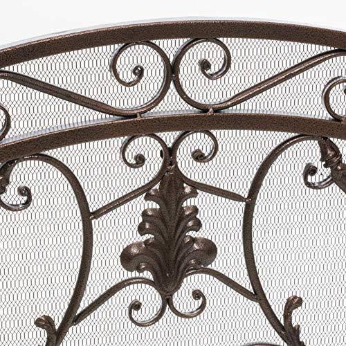 Black Gold Finish Floral Iron Fireplace Screen W691708