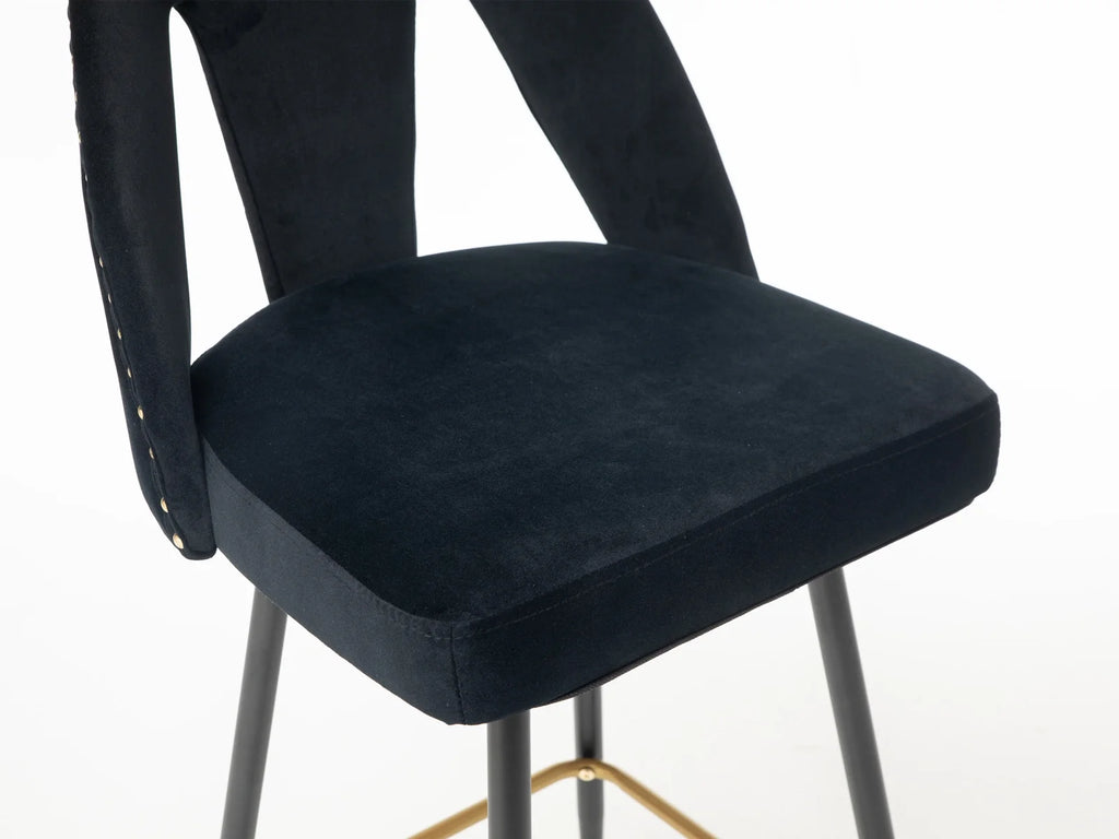 Black Velvet Bar Stools with Back, 30 inch Seat Height, Set of 4 P7722