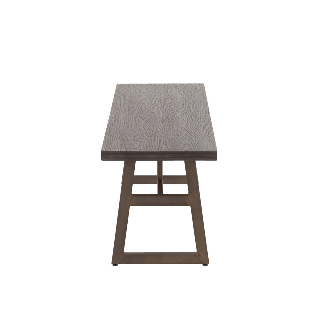Black/Brown Metal and Wood Industrial Bench Z435