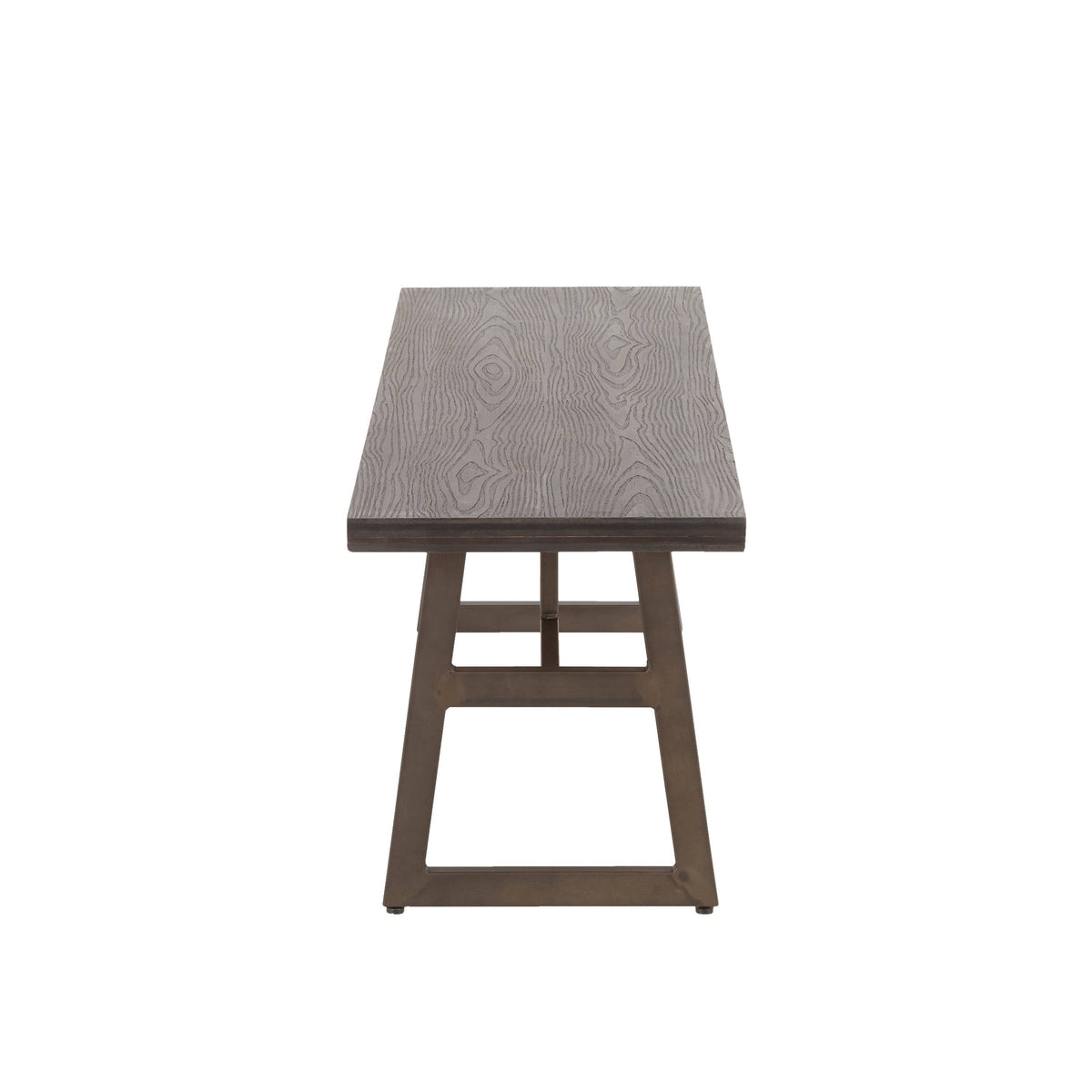 Black/Brown Metal and Wood Industrial Bench Z435