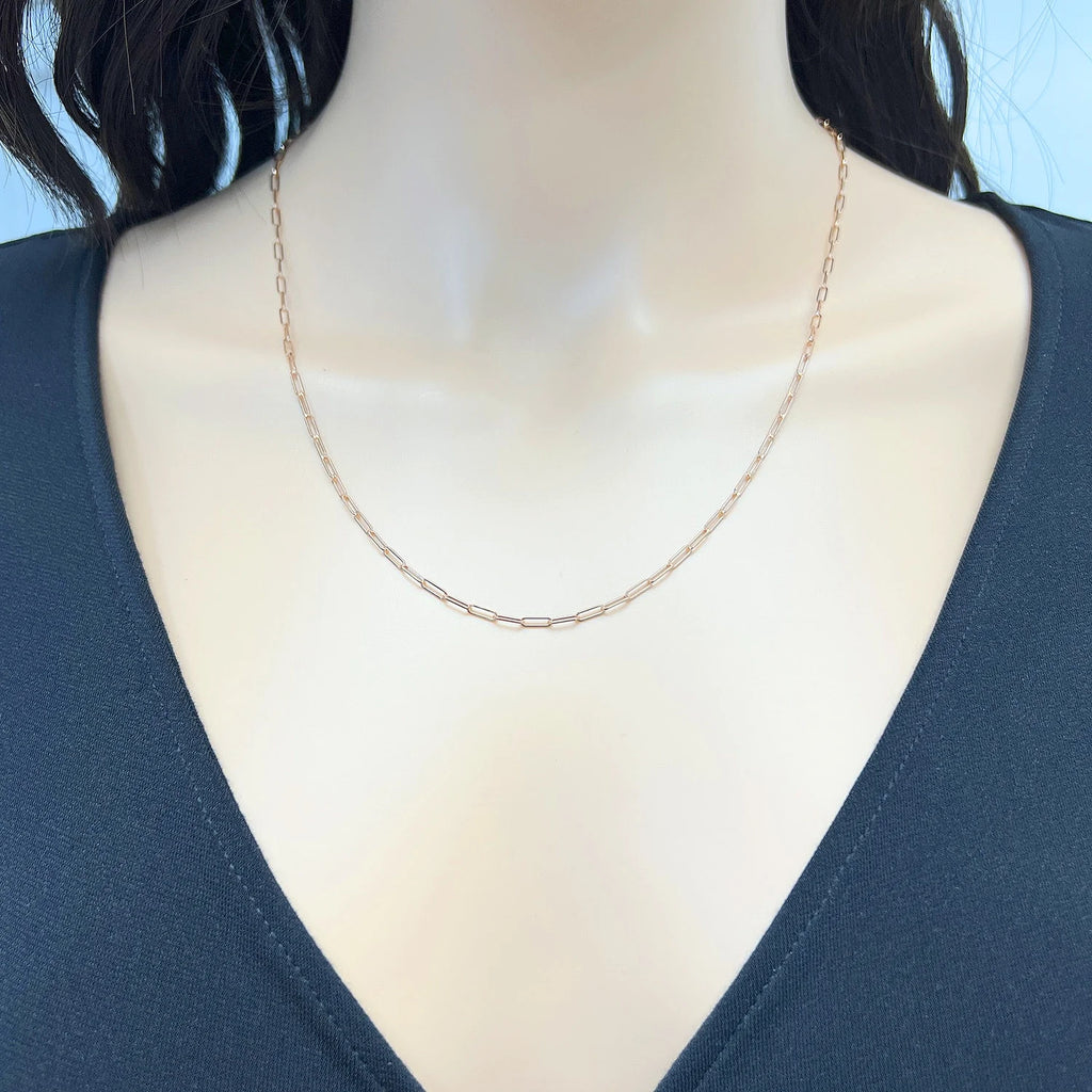 14K Rose Gold Paperclip Chain Necklace 16"-24" X734