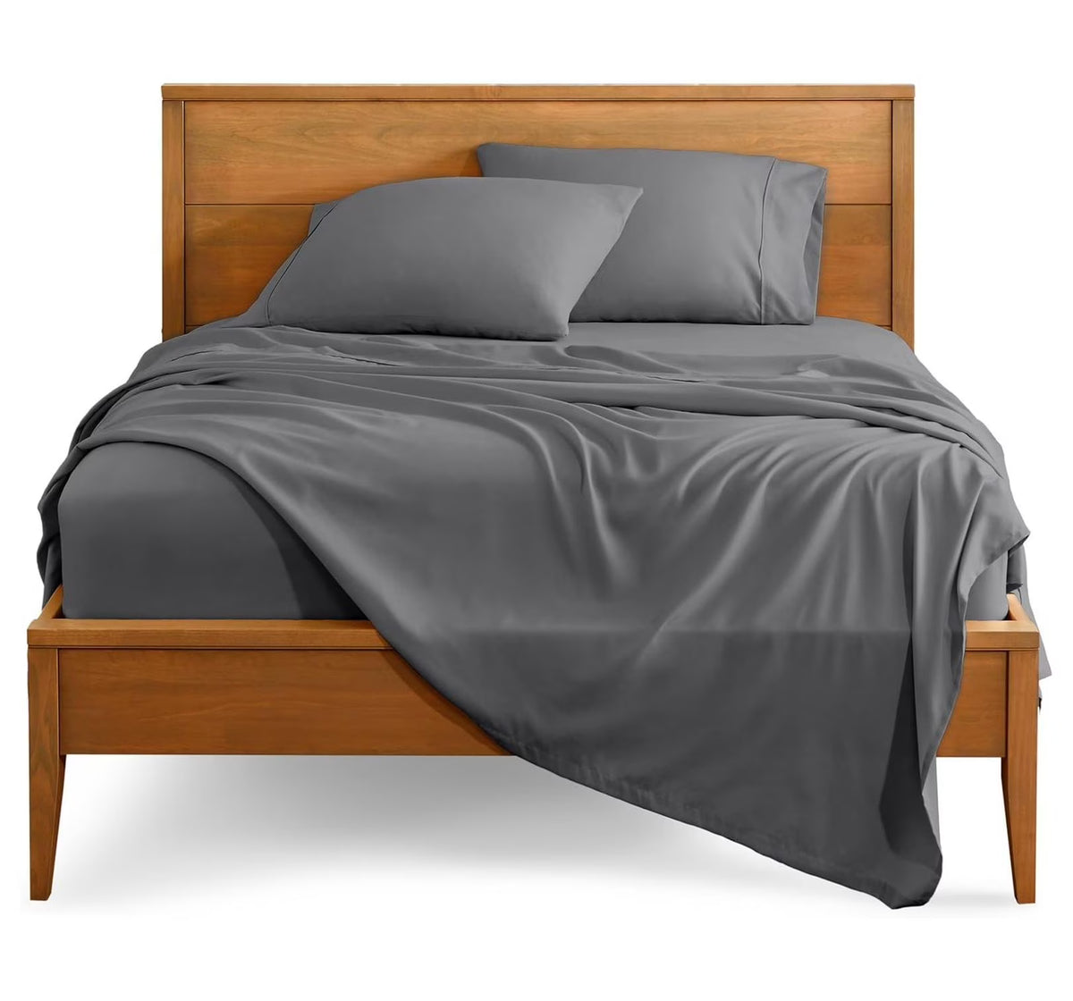 Full XL 4 Piece Microfiber Bed Sheets with Pillowcases, Grey E6540