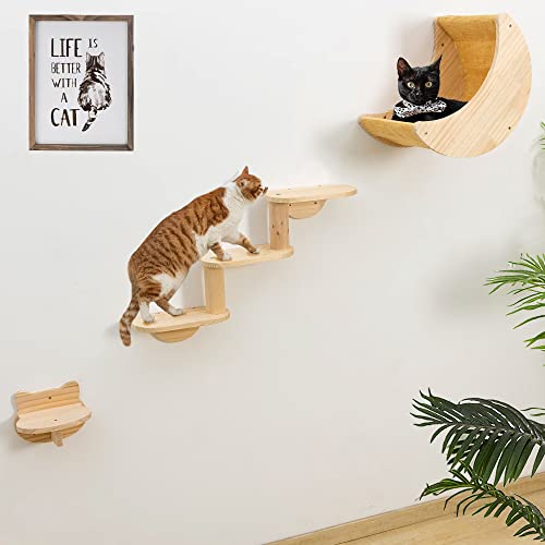 Solid Wood Cat Wall Shelves 3pcs/Set A75527