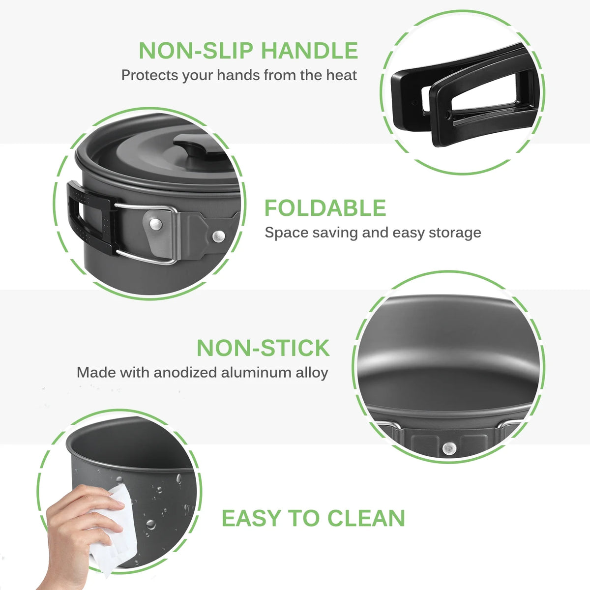 Collapsible Cookware Utensils Kit with Pan Knife Fork Bowl T582133