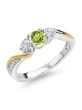 925 Silver 10K Yellow Gold Green Peridot White Moissanite White Lab Grown Diamond 3 Stone Engagement Ring M402