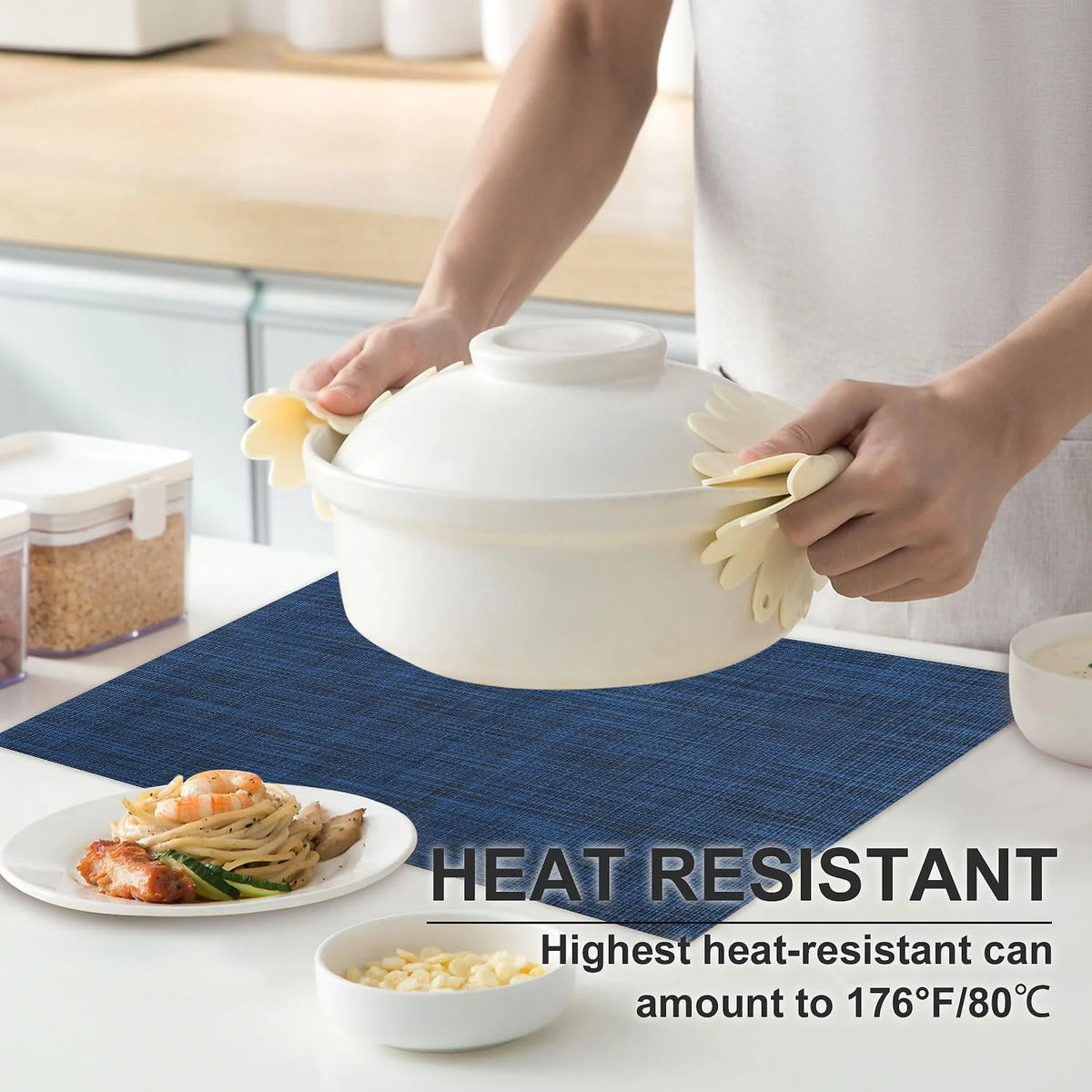 Navy Blue PVC Woven Placemats Set of 4 E5913