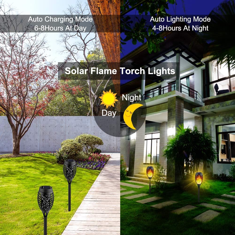 8Pack Solar Torch Light with Flickering Flame O79556