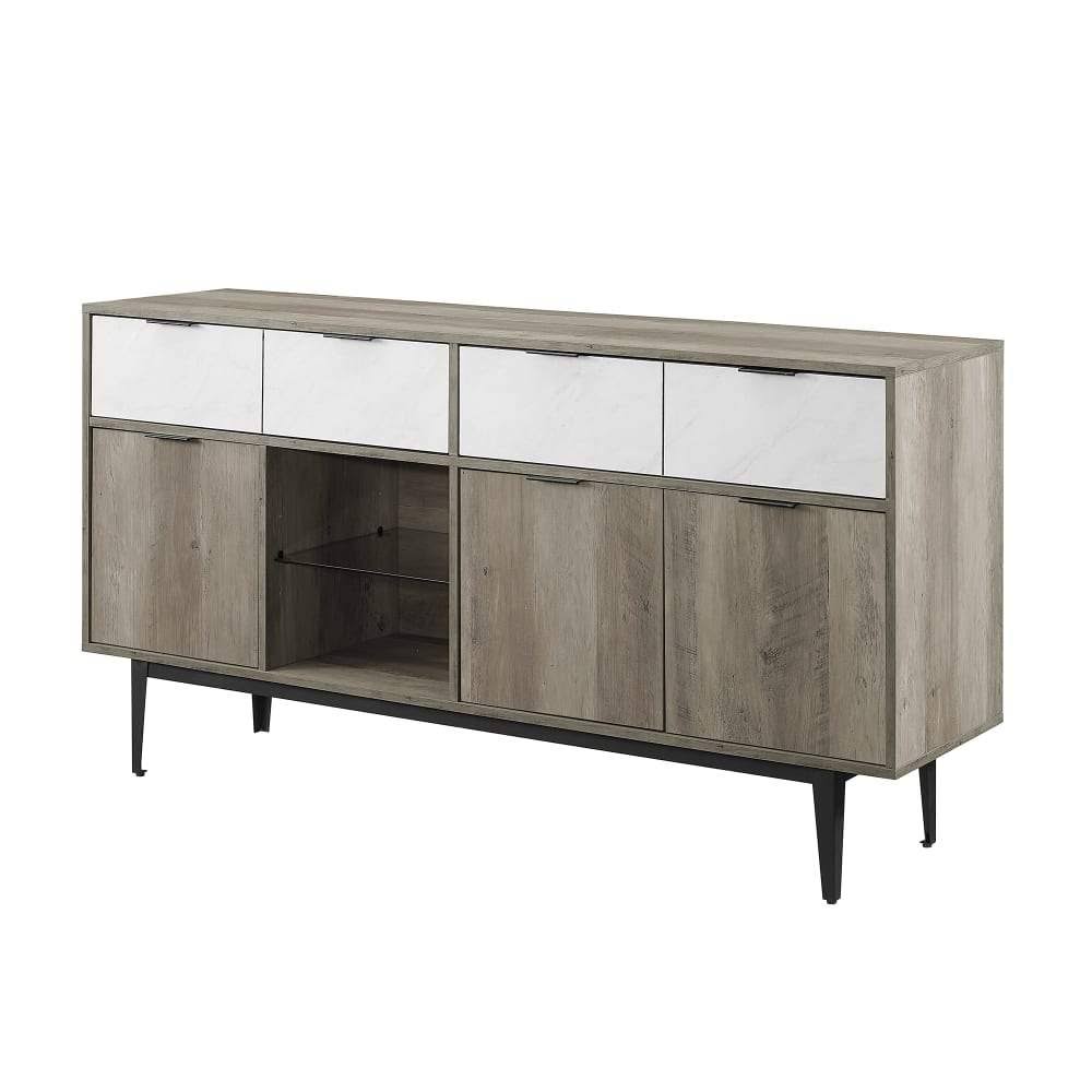 Faux White Marble 2 Drawer Sideboard O709289