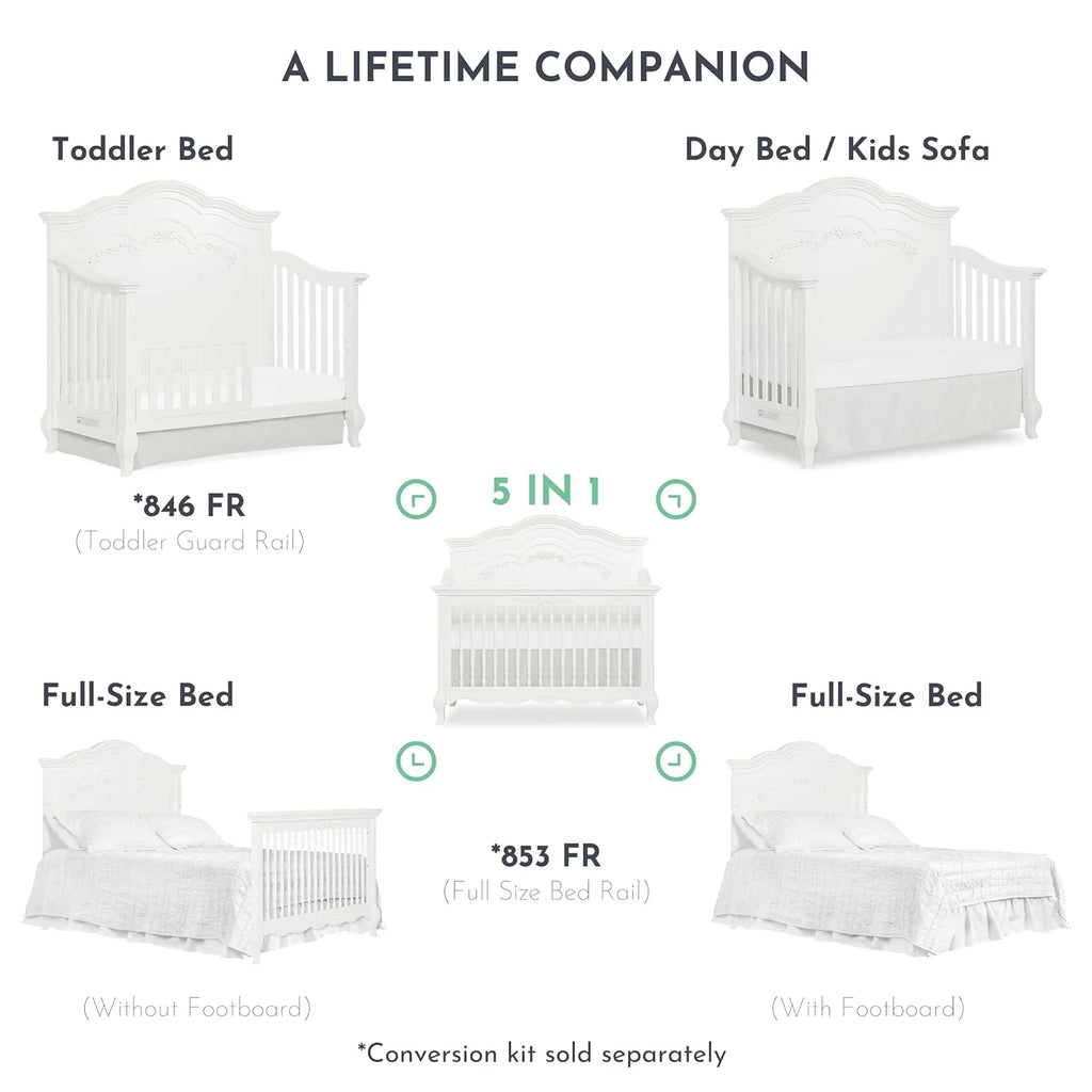5-in-1 Convertible Crib in Frost O836203