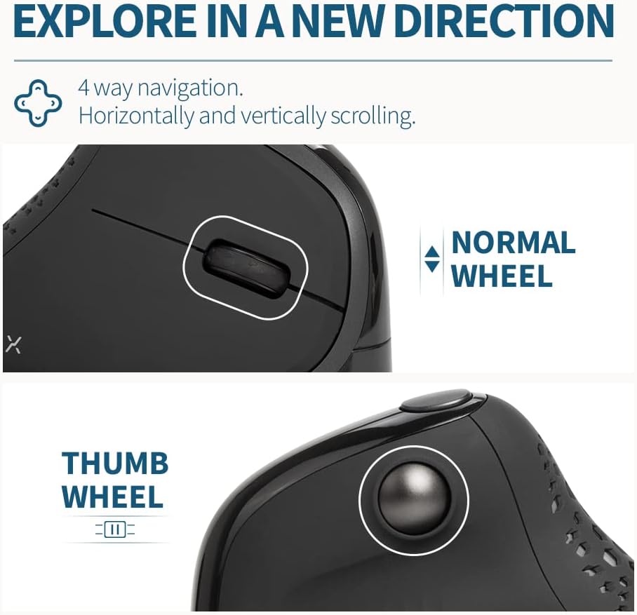 Wired Ergonomic Vertical Mouse with Thumb Wheel, 6 Programmable Buttons, 4000 DPI, Removable Wrist Rest W638