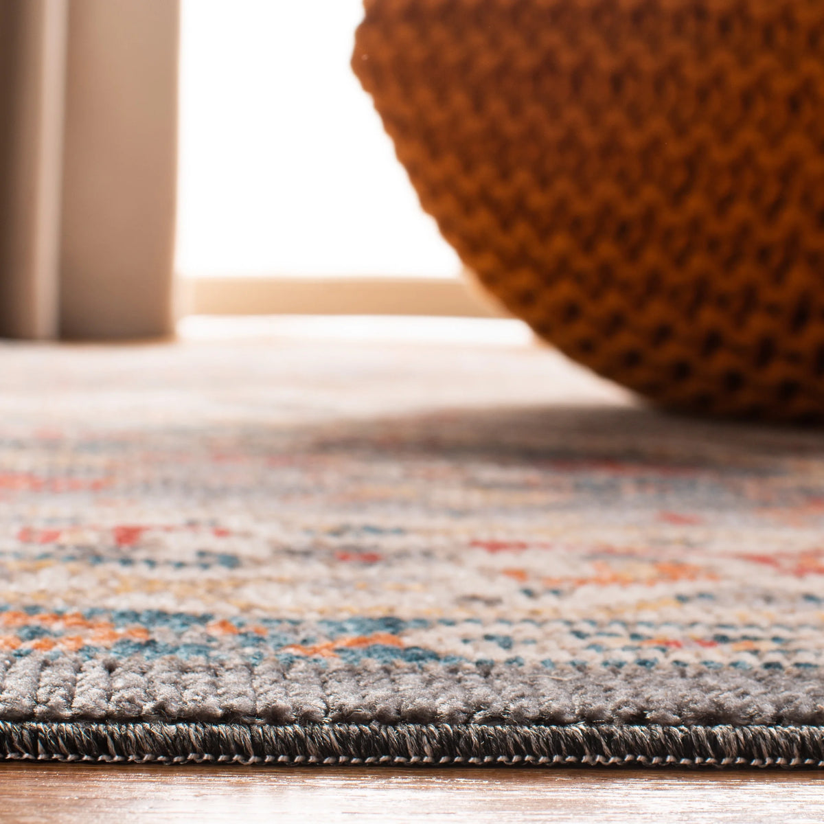 Charcoal/Ivory Floral Bordered Area Rug B237367