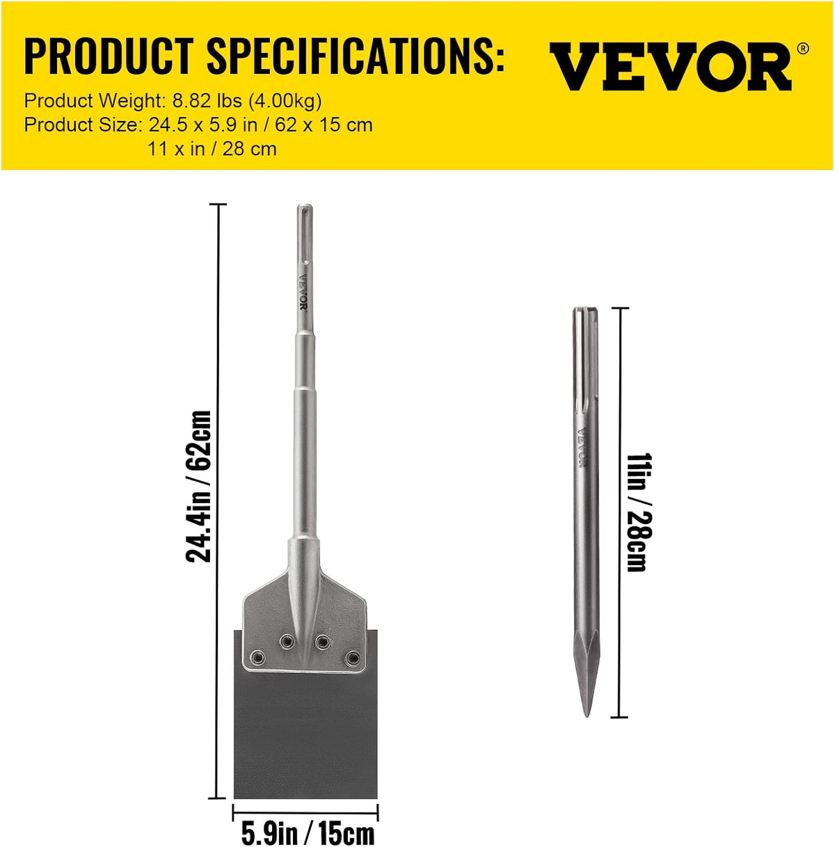 Clay Spade Jackhammer Bit with Point Chisel, Pack of 2 I468122