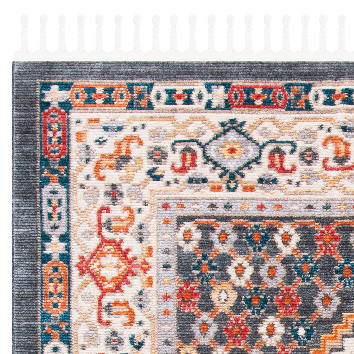 Charcoal/Ivory Floral Bordered Area Rug B237367