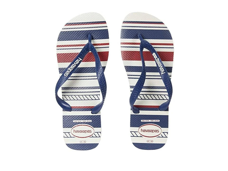 White/Navy Blue/White Flip Flops N723347