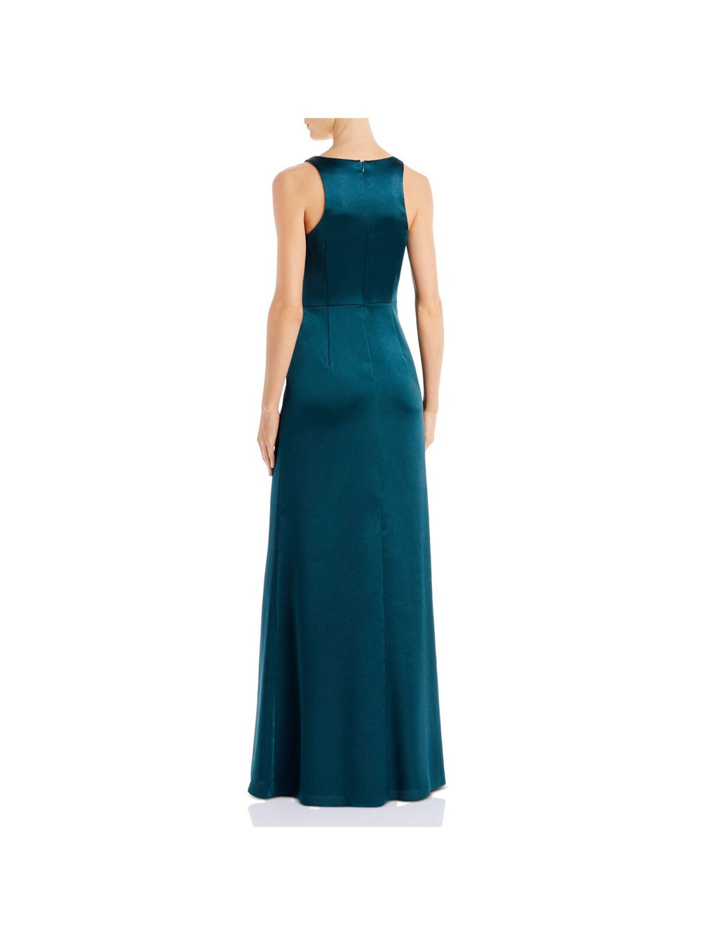 Green Pleated Satin Formal Gown Dress 12 H379966