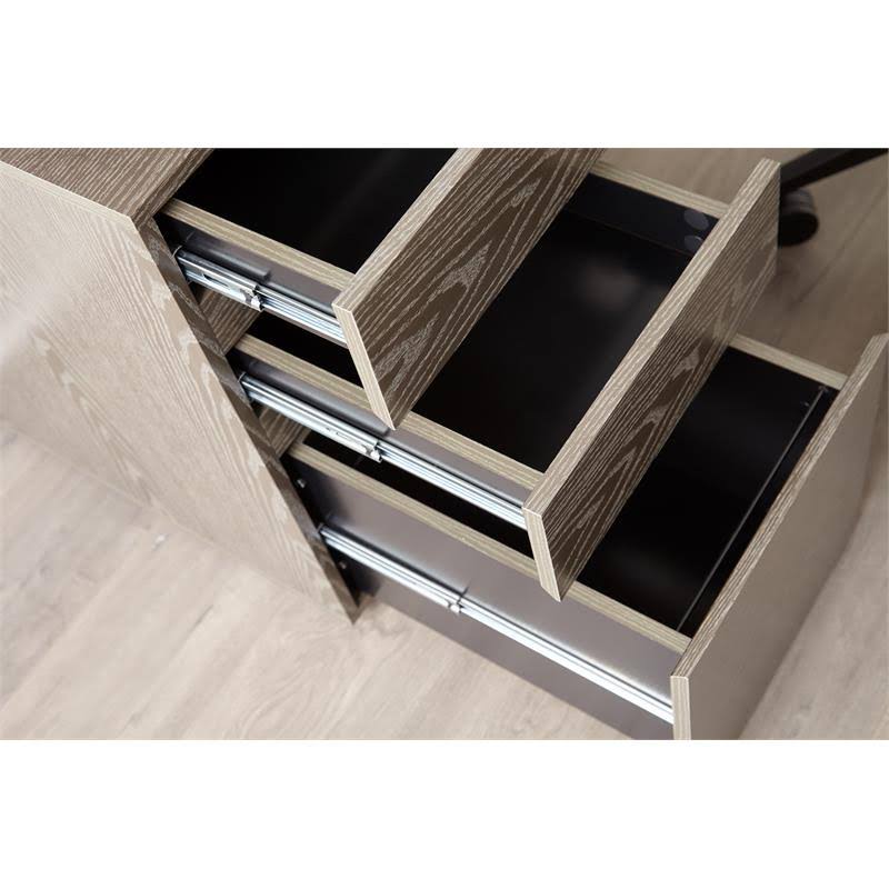 Reversible Home Office Desk with Filing Cabinet in Gray M293091